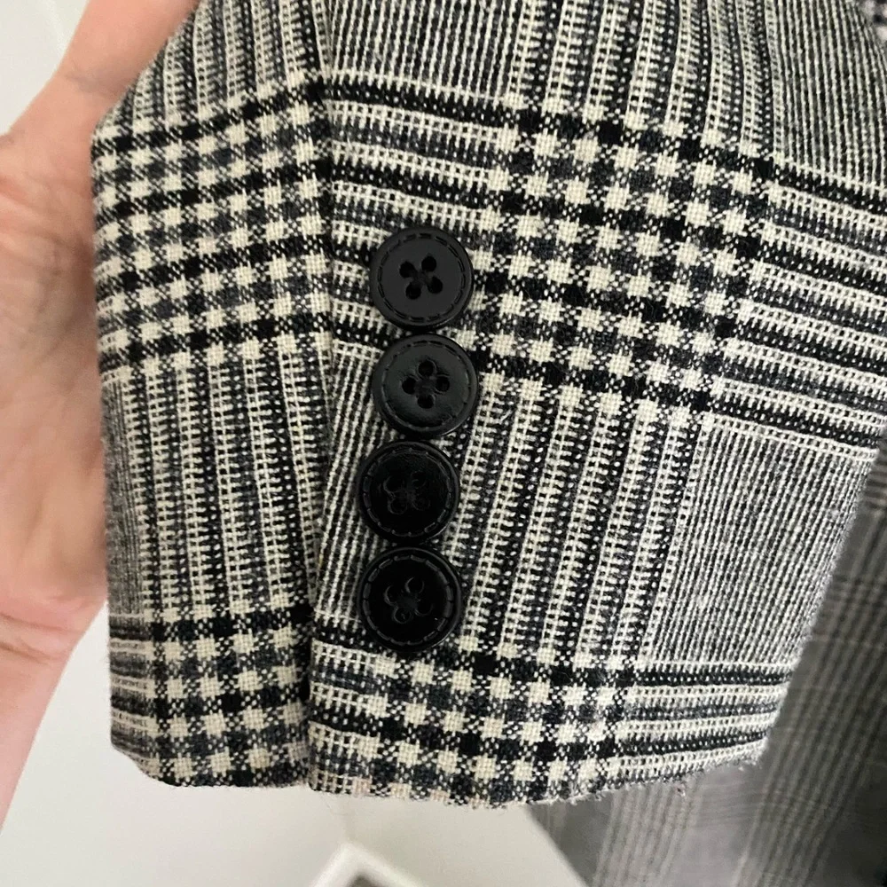 Vintage black and white plaid classic overcoat‎ size large